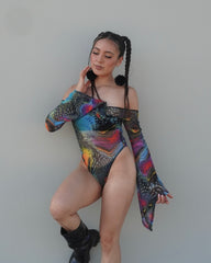 Psychedelic Boo Mesh Bodysuit