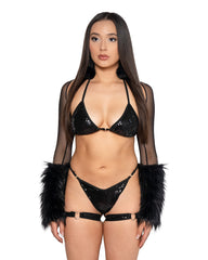 Black Mesh Fur Shrug