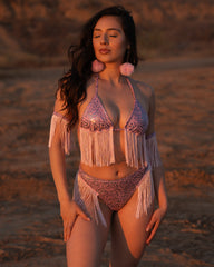Wildly Pink Boo Fringe Triangle Top