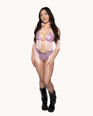 Wildly Pink Boo Fringe Triangle Top