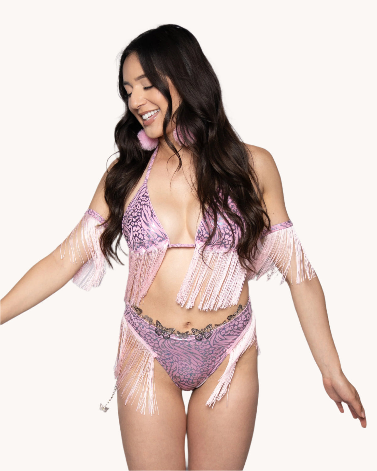 Wildly Pink Boo Fringe Bicep Sleeves