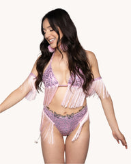 Wildly Pink Boo Fringe Bicep Sleeves