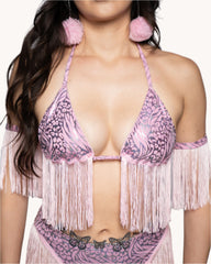 Wildly Pink Boo Fringe Triangle Top