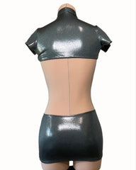 MEDIUM Grey Gunmetal Top and Skirt