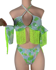 MEDIUM Neon Green Cowgirl Set