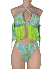 MEDIUM Neon Green Cowgirl Set
